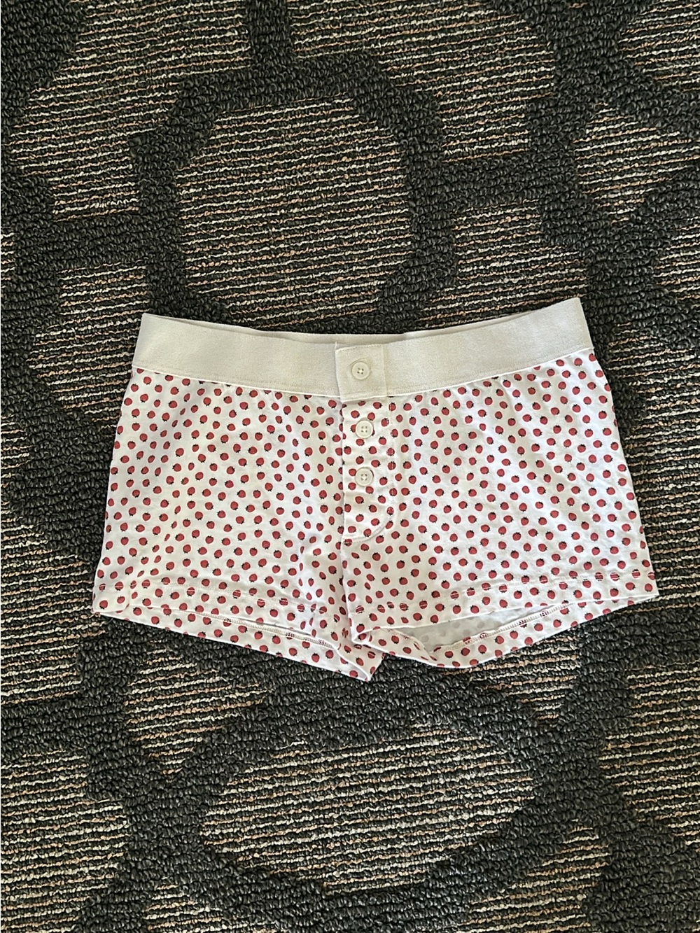 Brandy Melville White Pajama Shorts with Red Polka Dots
